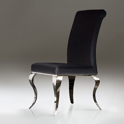 Barroque Black Eco-Leather and Rostless Steel Stol, 48x67x103cm