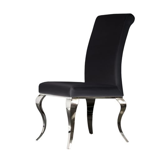 Barroque Black Eco-Leather and Rostless Steel Stol, 48x67x103cm