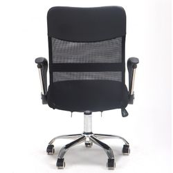 Scopri Sedia da Scrivania in Tessuto e Metallo Nero/Argento con Ruote, 64x60x93/103 cm