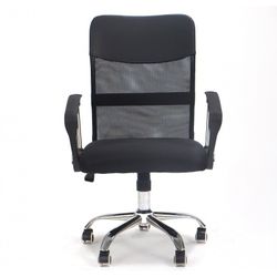 Scopri Sedia da Scrivania in Tessuto e Metallo Nero/Argento con Ruote, 64x60x93/103 cm