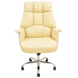 Firenze Faux Leather and Beige Metal Desk Chair with Wheels, 62x76x116/124 cm