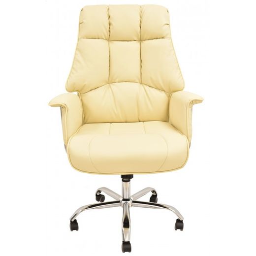 Firenze Faux Leather and Beige Metal Desk Chair with Wheels, 62x76x116/124 cm