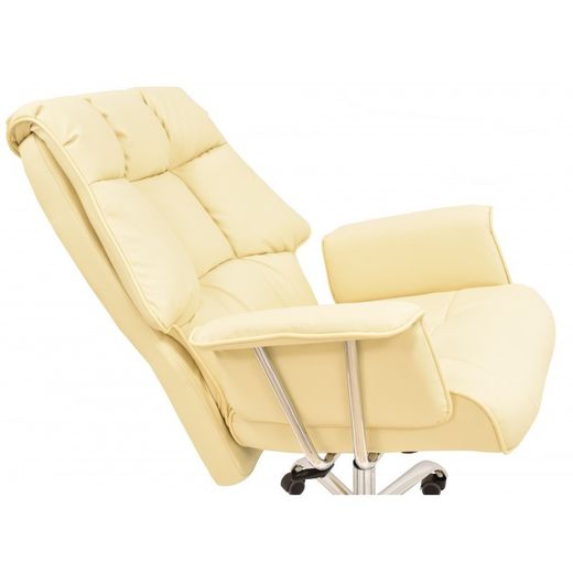 Firenze Faux Leather and Beige Metal Desk Chair with Wheels, 62x76x116/124 cm