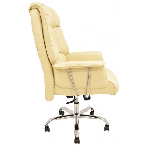 Firenze Faux Leather and Beige Metal Desk Chair with Wheels, 62x76x116/124 cm