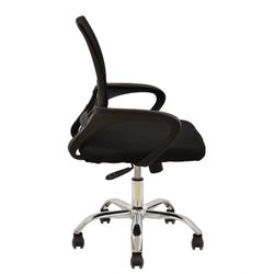 Silla de Escritorio con Ruedas Fiss de Tela y Metal Negra, 56x59x89/97 cm