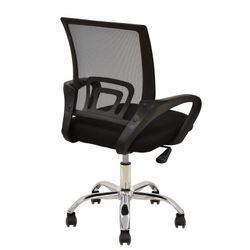 Silla de Escritorio con Ruedas Fiss de Tela y Metal Negra, 56x59x89/97 cm