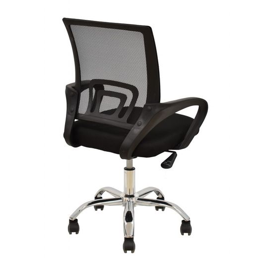 Silla de Escritorio con Ruedas Fiss de Tela y Metal Negra, 56x59x89/97 cm