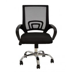 Silla de Escritorio con Ruedas Fiss de Tela y Metal Negra, 56x59x89/97 cm