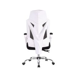 Biało-czarna tkanina Graz i metalowe krzesło biurowe na kółkach, 69x61x112/122 cm