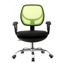 Mirafiori Sedia da Scrivania con Ruote in Tessuto Verde Fosforite/Nero e Metallo, 65x55x89/98 cm