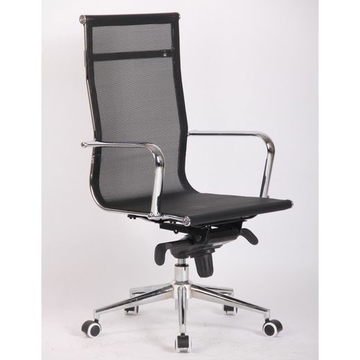 Silla de Escritorio con Ruedas Nevada de Tela y Metal Negra/Plateada, 65x68x110/120 cm