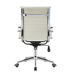 Warsaw Faux Leather and Cream Metal Desk Chair with Wheels, 54'5x65x95/105 cm