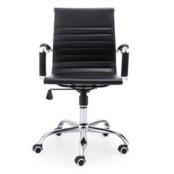 Svart och silver skrivbordsstol i konstläder, 64 x 64 x 89/99 cm | Lucy