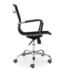 Svart och silver skrivbordsstol i konstläder, 64 x 64 x 89/99 cm | Lucy