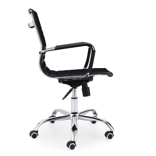 Svart och silver skrivbordsstol i konstläder, 64 x 64 x 89/99 cm | Lucy