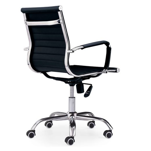 Svart och silver skrivbordsstol i konstläder, 64 x 64 x 89/99 cm | Lucy