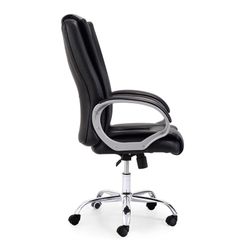 Black and silver imitation leather desk chair, 68 x 64 x 114/122 cm | Atlas