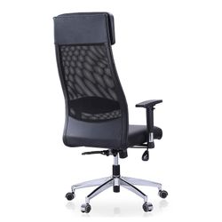 Black and silver imitation leather desk chair, 70 x 70 x 120/128 cm | Airflow