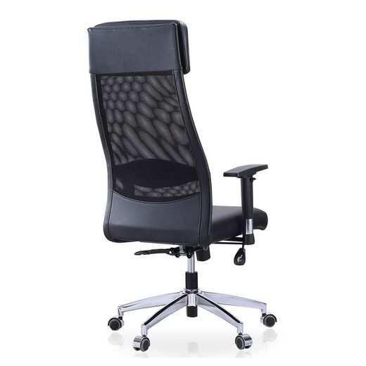 Black and silver imitation leather desk chair, 70 x 70 x 120/128 cm | Airflow