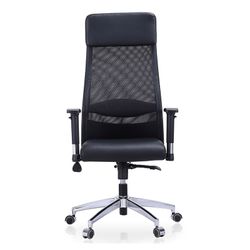 Black and silver imitation leather desk chair, 70 x 70 x 120/128 cm | Airflow