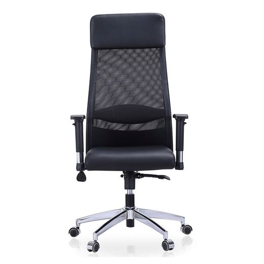 Black and silver imitation leather desk chair, 70 x 70 x 120/128 cm | Airflow
