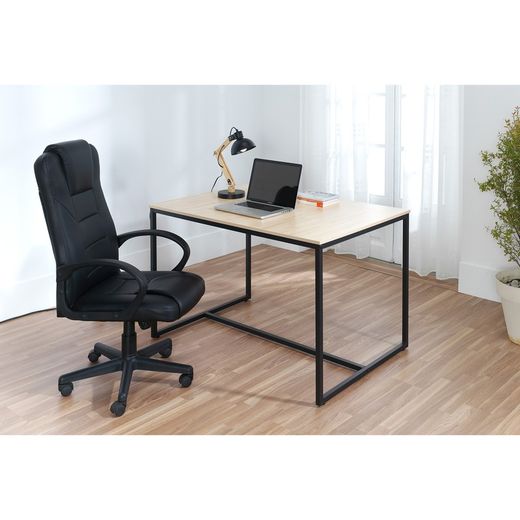 Krzesło biurkowe z czarnej imitacji skóry, 64 x 64 x 118/126 cm | Henz