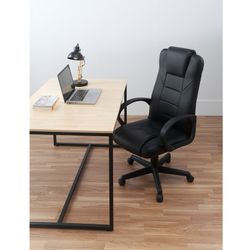 Krzesło biurkowe z czarnej imitacji skóry, 64 x 64 x 118/126 cm | prawnik