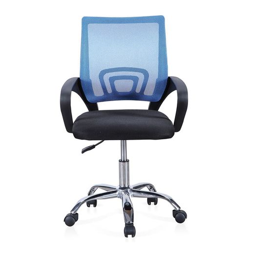 Niebiesko-czarne krzesło do biurka z tkaniny, 60 x 60 x 90/102 cm | życie