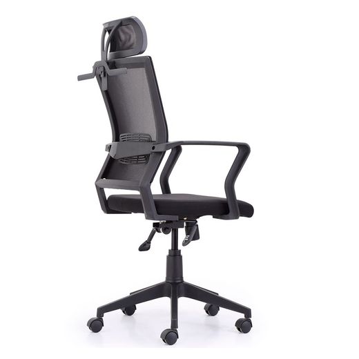 Skrivbordsstol i svart tyg, 64 x 64 x 117/127 cm | vinnare