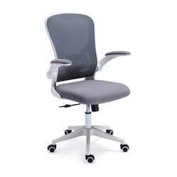 Sedia da scrivania in tessuto grigio/bianco, 66 x 64 x 98/108 cm | Lexi