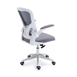 Sedia da scrivania in tessuto grigio/bianco, 66 x 64 x 98/108 cm | Lexi