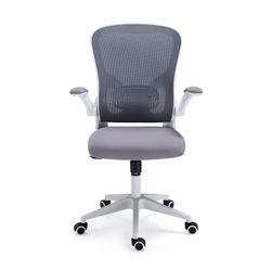 Sedia da scrivania in tessuto grigio/bianco, 66 x 64 x 98/108 cm | Lexi