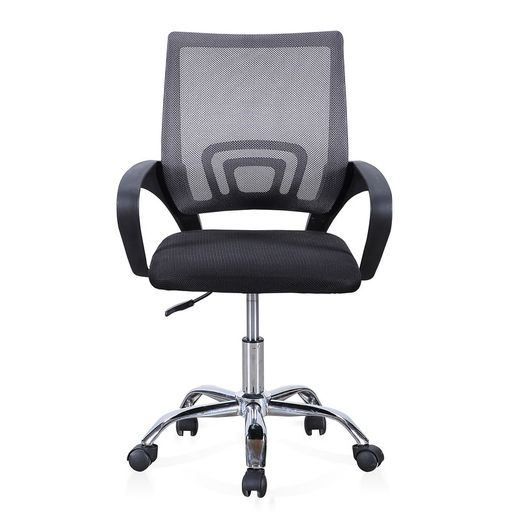 Krzesło biurkowe z szaro-czarnej tkaniny, 60 x 60 x 90/102 cm | Życie