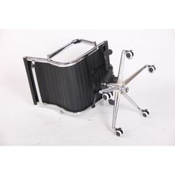 Alabama Faux Leather and Metal Black/Silver Swivel Desk Chair without Wheels, 65x65x100/110 cm