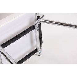 Biało-srebrna tkanina Nevada i metalowe krzesło biurowe bez kółek, 65x65x95 cm