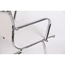 Biało-srebrna tkanina Nevada i metalowe krzesło biurowe bez kółek, 65x65x95 cm