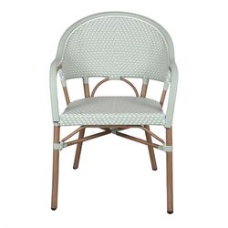 Buitenstoel van aluminium en synthetisch rotan in aqua en wit, 58 x 60 x 86 cm | Naomi