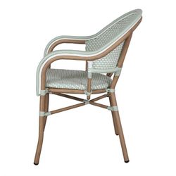 Buitenstoel van aluminium en synthetisch rotan in aqua en wit, 58 x 60 x 86 cm | Naomi
