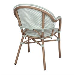 Buitenstoel van aluminium en synthetisch rotan in aqua en wit, 58 x 60 x 86 cm | Naomi