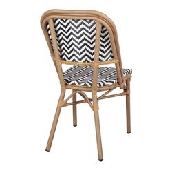 Chaise d'extérieur en aluminium et rotin synthétique noir et blanc, 47 x 53 x 87 cm | Marianela