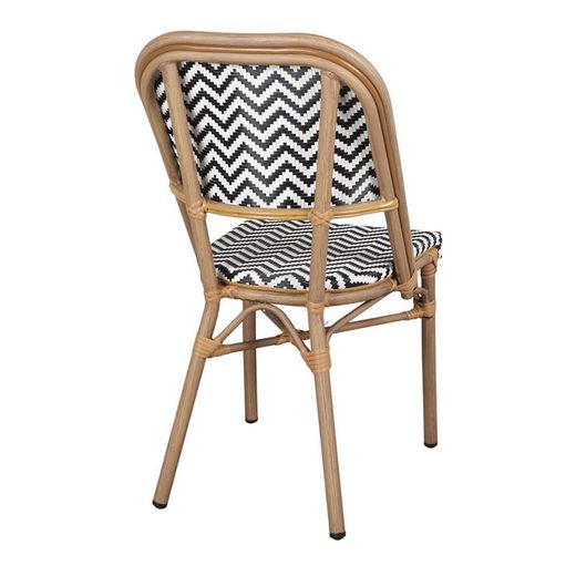 Chaise d'extérieur en aluminium et rotin synthétique noir et blanc, 47 x 53 x 87 cm | Marianela
