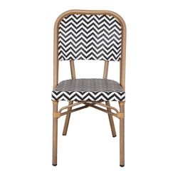 Chaise d'extérieur en aluminium et rotin synthétique noir et blanc, 47 x 53 x 87 cm | Marianela