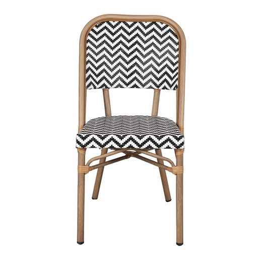 Chaise d'extérieur en aluminium et rotin synthétique noir et blanc, 47 x 53 x 87 cm | Marianela