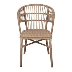 Aluminum and synthetic rattan outdoor chair in natural, 54 x 61 x 82 cm | Savannah
