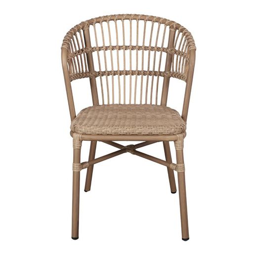 Aluminum and synthetic rattan outdoor chair in natural, 54 x 61 x 82 cm | Savannah