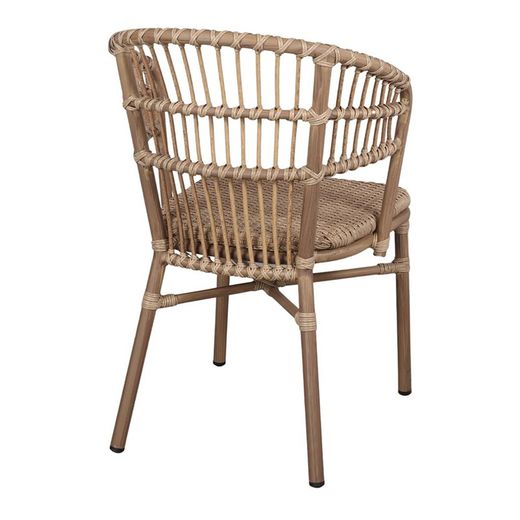 Aluminum and synthetic rattan outdoor chair in natural, 54 x 61 x 82 cm | Savannah