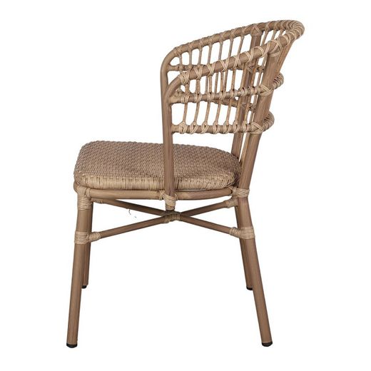 Aluminum and synthetic rattan outdoor chair in natural, 54 x 61 x 82 cm | Savannah