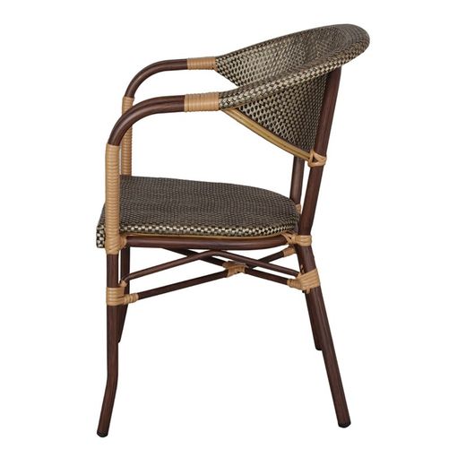 Aluminum and textilene outdoor chair in gold and beige, 57 x 55 x 83 cm | Andrew