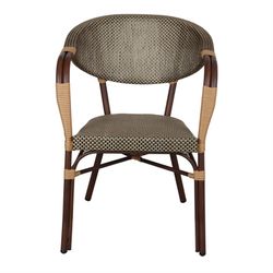 Aluminum and textilene outdoor chair in gold and beige, 57 x 55 x 83 cm | Andrew