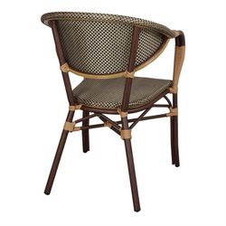 Aluminum and textilene outdoor chair in gold and beige, 57 x 55 x 83 cm | Andrew